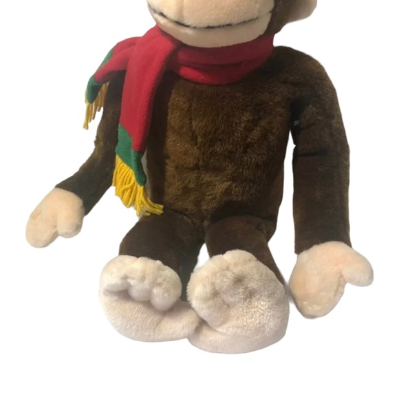 Vintage Curious George Soft Plush Monkey Large 24" Winter Hat & Scarf - Picture 13 of 16
